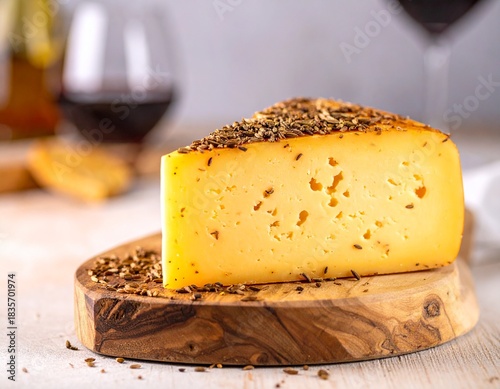 Kawałek sera z otoczką z kminku