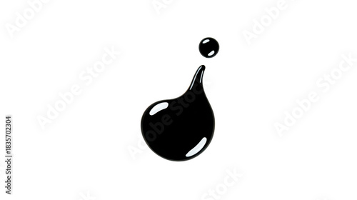 Black liquid drop glossy surface isolated on transparent background simple vector style suitable for oil ink or paint concept modern and minimalistic design