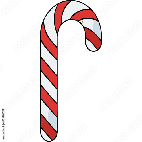 A Classic Red And White Striped Candy Cane On A Black Background