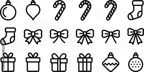 Set of christmas holiday line icon for celebration.