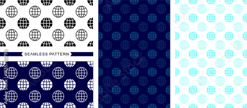 Global symbol Seamless pattern, world icon seamless background, colors easily changed and vector illustration.