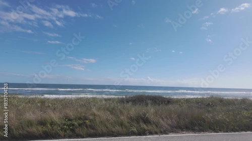 Driving along the beach road in Flagler Beach, Florida.