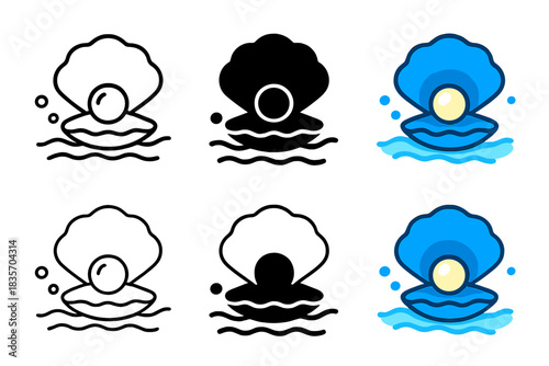 Oyster Bed Treasure. Oyster Bed Treasure, serene marine icon showing an oyster resting on a seabed with a glowing pearl inside,