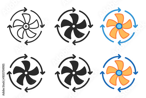 Turbine Blade Styles. Turbine Blade Spin first in line style with thin outline, second in solid style filled shape, third in flat