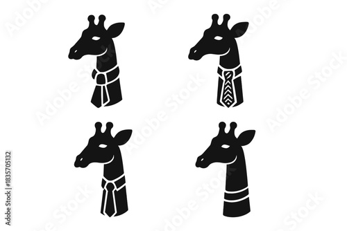 Neck Tie Wildlife Fusion. Icons for: a neck cloth joining with tall wildlife, a woven tie meeting an elevated animal, a formal