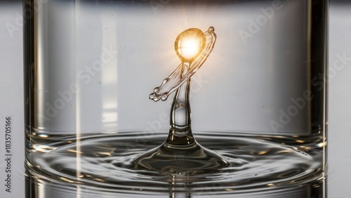 Elegant microphotography of water drop creating crown shape
