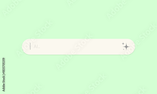 AI search bar is displayed on a light green background. Search ai icon. Vector illustration