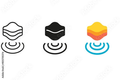 Geological Transformation Icon. Abstract icon merging geological strata lines and ripple curves symbolizing transformation, first