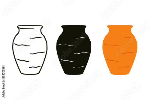 Minimalist Pottery Silhouettes. Minimalist pottery silhouette featuring uneven contours from remembered pressure, first in line