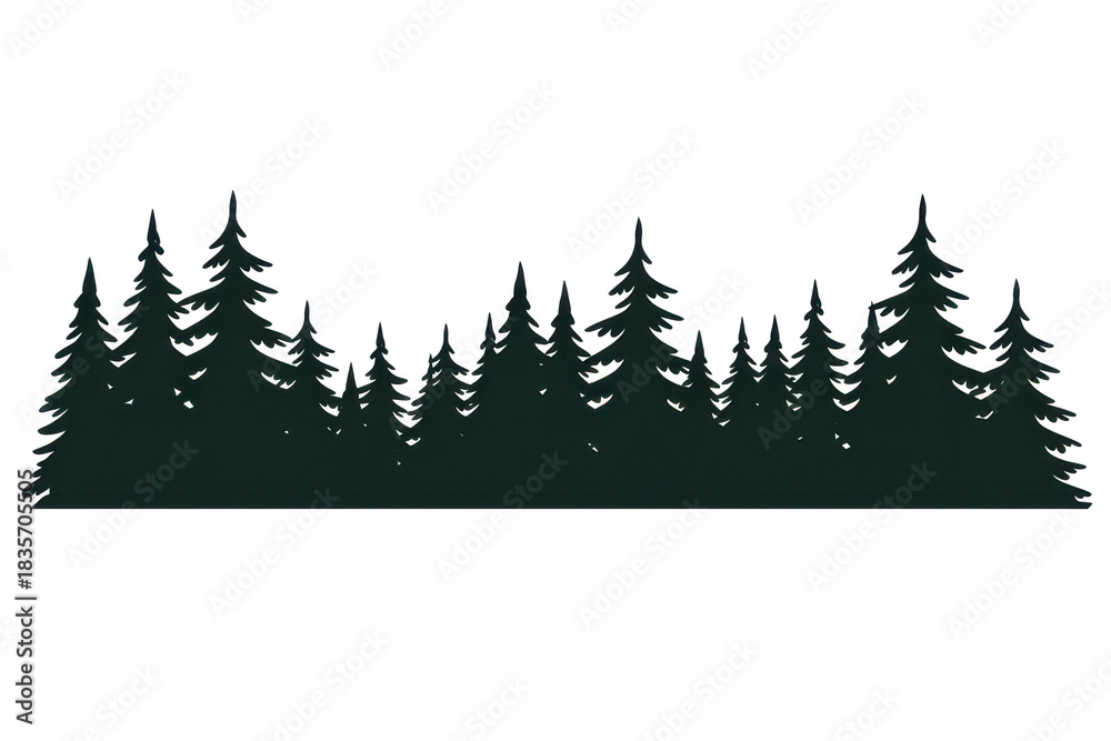 Obraz premium Forest silhouette evergreen trees landscape