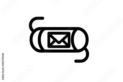 Pneumatic Mail Icon. Solid style icon of a pneumatic tube capsule with mail inside, representing pneumatic citizen mail,