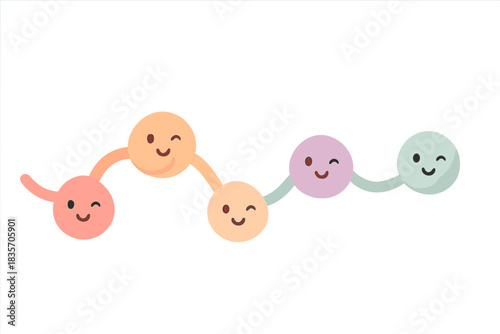Playful Pastel Timeline. A cute "timeline" string with winking milestone knots, soft harmonious pastel palette, No text, No labels
