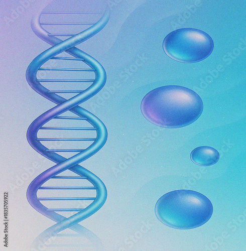 DNA Helix and Molecular Sphere Abstract – Futuristic Biotech Design with Gradient Glow and Scientific Texture