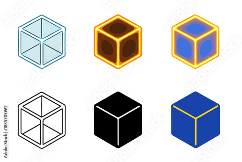 3D Cube Topology. Abstract 3D cube with highlighted edges glowing to indicate protected electron pathways, sleek conceptual