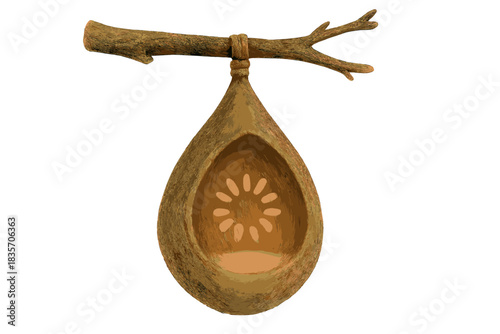 Cozy Cocoon Spinner. a cozy cocoon hanging from a branch with a soft “processing” spinner inside, warm beige and moss tones, No