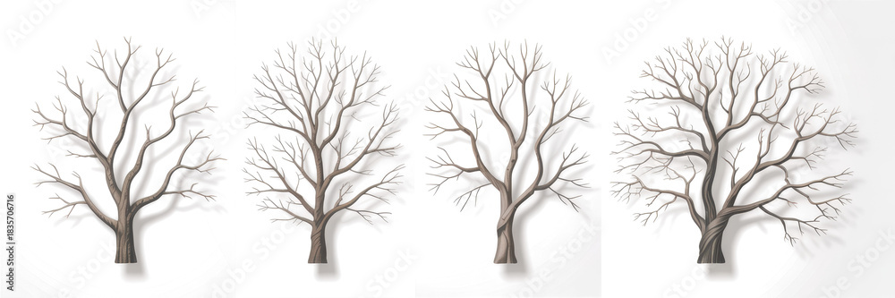 Obraz premium dead trees or dry tree collection isolated on white background. 
