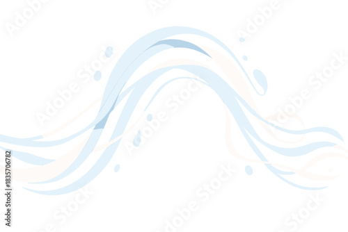 Ribbons and Droplets. a serene bridge of ribbons and droplets weaving together into one endless motion path, soft blue and blush