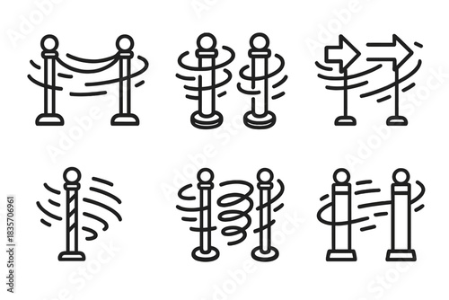 Dynamic Protection Icons. Icons for: dynamic protection stanchions, motion-filled boundary pillars, swirling defense structures,