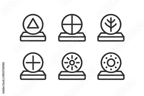 Sacred Symbol Icons. Icons for: display ground amulets, open plaza charms, sacred earth symbols, flat surface talismans, radiant