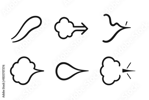 Plush Stream Sharpness. Line style icons of a plush stream achieving sharpness: thick soft flow thinning into fine line, tactile