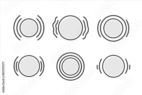 Glowing Radiant Loops. Line style icons of a glowing border that resonates: illuminated frame with radiating waves, soft light