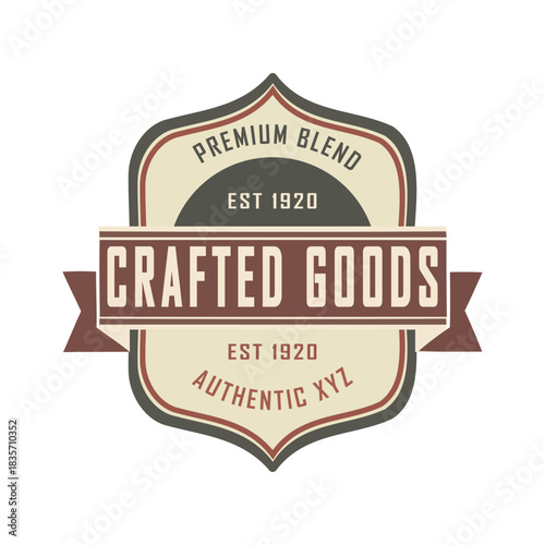Vintage retro shield logo vector template featuring 