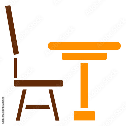 Bench Table Dual Tone Color Icon, Mini Illustration Relate To Carpentry, Wood Industry. Use For Modern Concept, Ui, Ux Web And App Development.