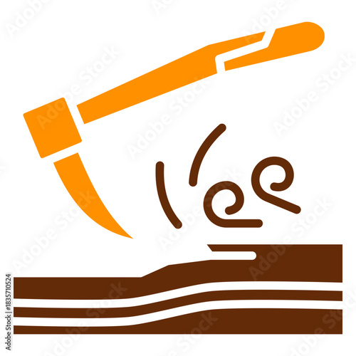 Adze Dual Tone Color Icon, Mini Illustration Relate To Carpentry, Wood Industry. Use For Modern Concept, Ui, Ux Web And App Development.