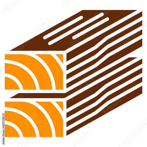 Beam Wood Dual Tone Color Icon, Mini Illustration Relate To Carpentry, Wood Industry. Use For Modern Concept, Ui, Ux Web And App Development.