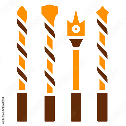 Bit Drill Dual Tone Color Icon, Mini Illustration Relate To Carpentry, Wood Industry. Use For Modern Concept, Ui, Ux Web And App Development.