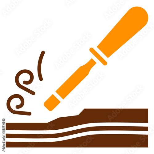 Chisel Dual Tone Color Icon, Mini Illustration Relate To Carpentry, Wood Industry. Use For Modern Concept, Ui, Ux Web And App Development.