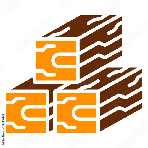 Beam Wood Dual Tone Color Icon, Mini Illustration Relate To Carpentry, Wood Industry. Use For Modern Concept, Ui, Ux Web And App Development.