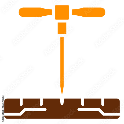 Awl Punch Dual Tone Color Icon, Mini Illustration Relate To Carpentry, Wood Industry. Use For Modern Concept, Ui, Ux Web And App Development.