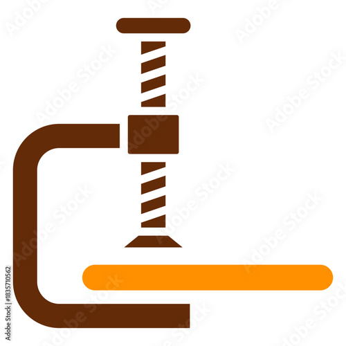 Clamp Dual Tone Color Icon, Mini Illustration Relate To Carpentry, Wood Industry. Use For Modern Concept, Ui, Ux Web And App Development.