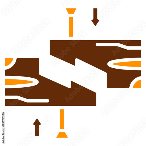 Groove Join Dual Tone Color Icon, Mini Illustration Relate To Carpentry, Wood Industry. Use For Modern Concept, Ui, Ux Web And App Development.