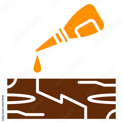 Epoxy Glue Dual Tone Color Icon, Mini Illustration Relate To Carpentry, Wood Industry. Use For Modern Concept, Ui, Ux Web And App Development.