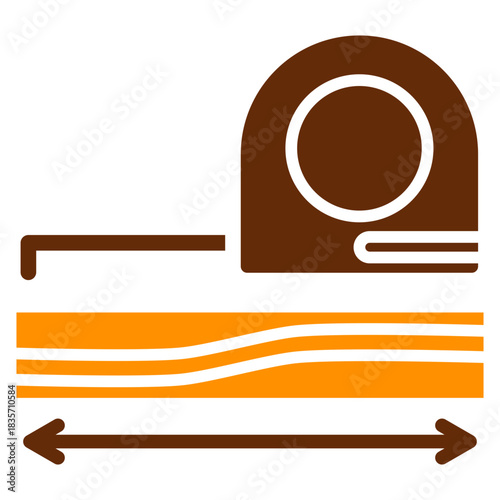 Tape Measure Dual Tone Color Icon, Mini Illustration Relate To Carpentry, Wood Industry. Use For Modern Concept, Ui, Ux Web And App Development.