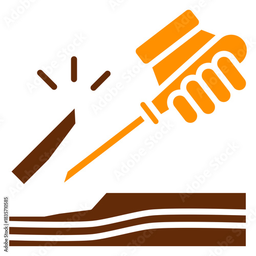 Gouge Cutter Dual Tone Color Icon, Mini Illustration Relate To Carpentry, Wood Industry. Use For Modern Concept, Ui, Ux Web And App Development.