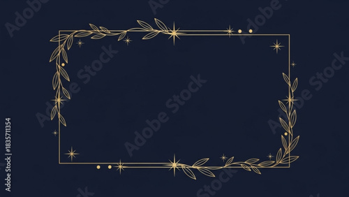 Golden floral frame art created with generated ai