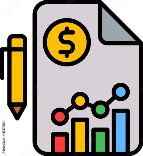 Financial Report lineal color icon