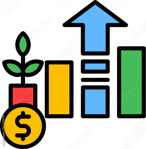 Investment Growth lineal color icon