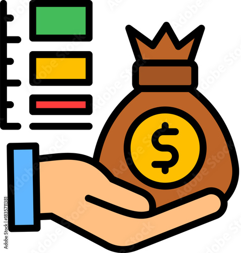 Credit Rating lineal color icon