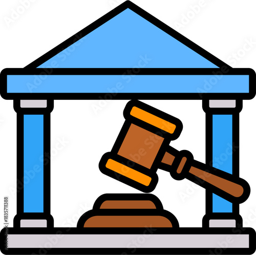 Court Building lineal color icon
