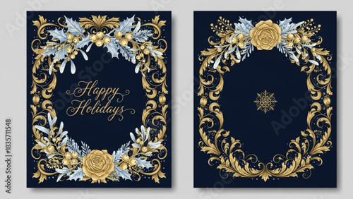Holiday ornate card set created with generated ai