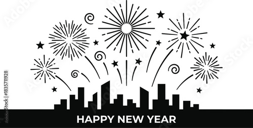 Fireworks display vector illustration for New Year's Eve