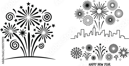 Fireworks display vector illustration for New Year's Eve