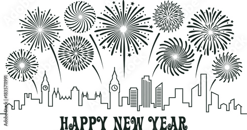 Fireworks display vector illustration for New Year's Eve