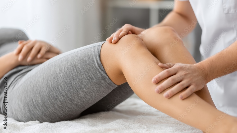 Fototapeta premium Joint Care Supplement Promotes Health in Physiotherapy Clinic During Therapy Session With Patient