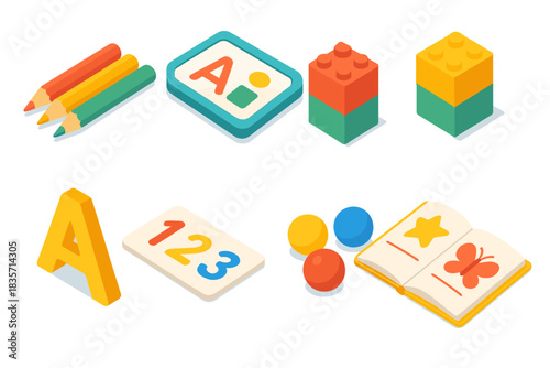 Colorful children's education toys and supplies for creative learning