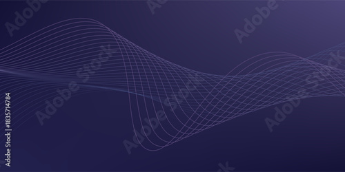 glowing blue wavy lines on abstract technology dark blue background. digital hi tech vector illustration with particle striped wave lines.eps